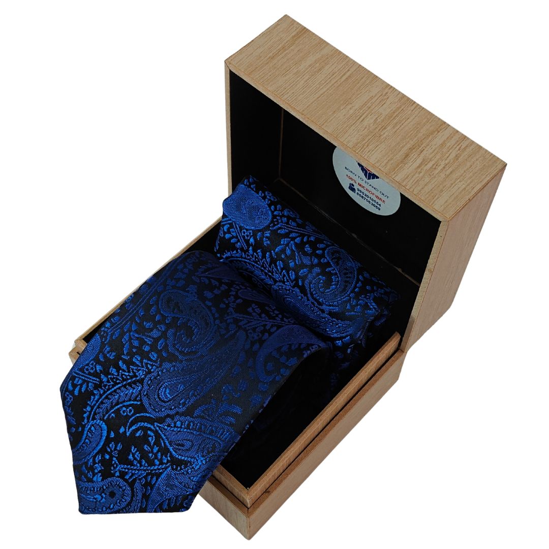 Blue Marvel Microfibre Tie & Pocket Square Set