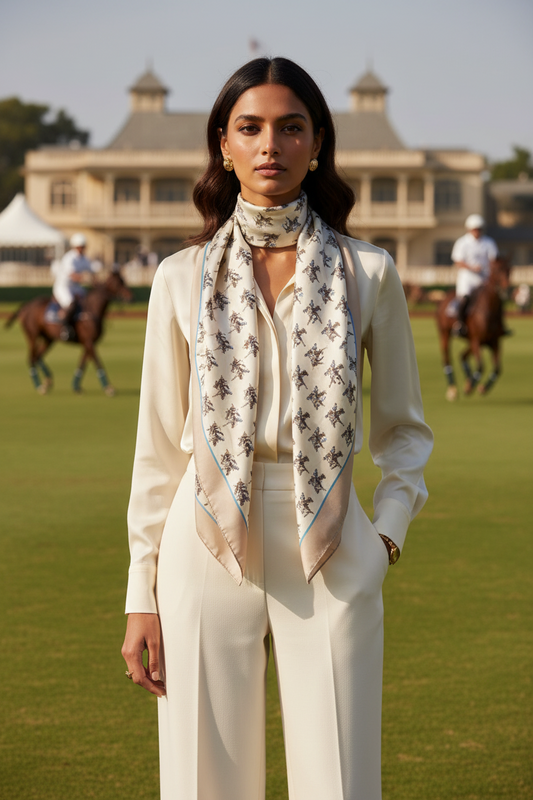 Polo Print Ladies Pure Silk Scarf