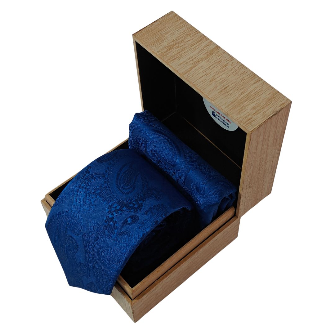 Subtle Blue Self Microfibre Tie & Pocket Square Set