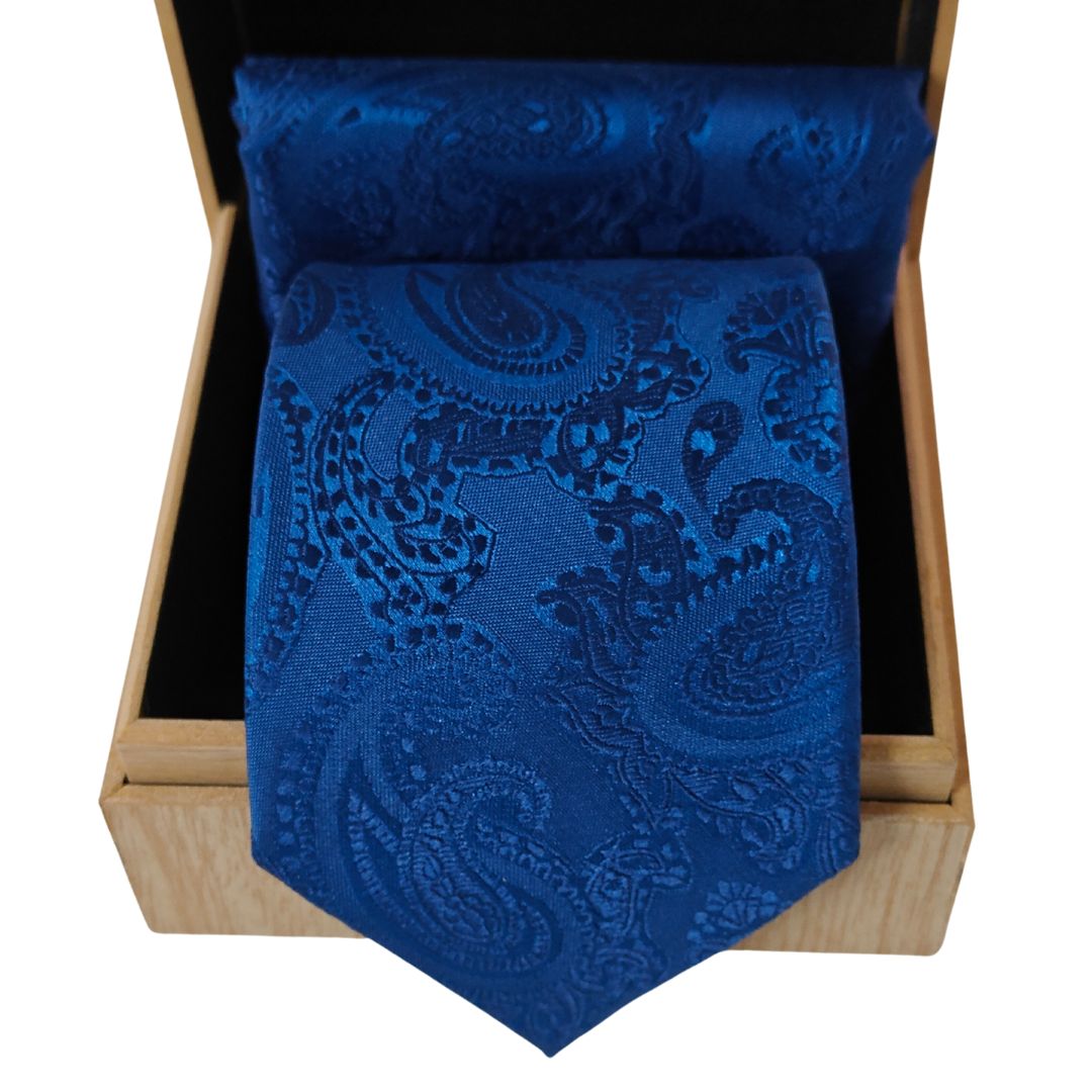 Subtle Blue Self Microfibre Tie & Pocket Square Set