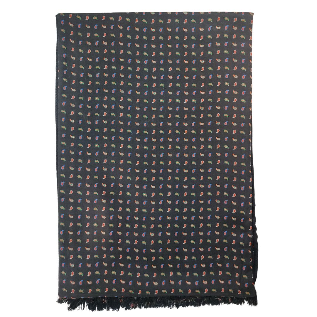 Black Paisley Silk & Wool Scarf