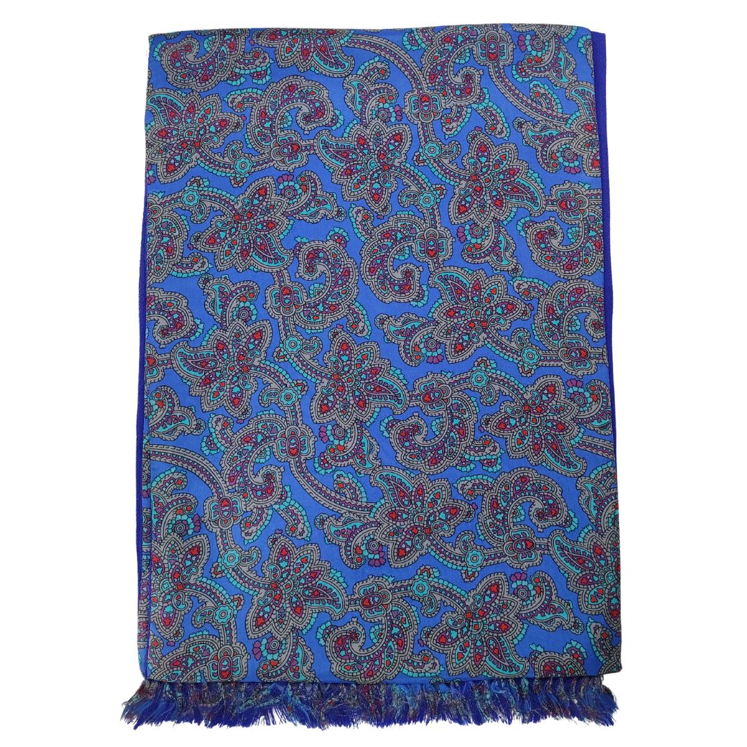 Persian Blue Silk & Wool Scarf