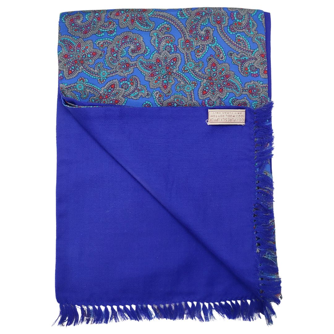 Persian Blue Silk & Wool Scarf