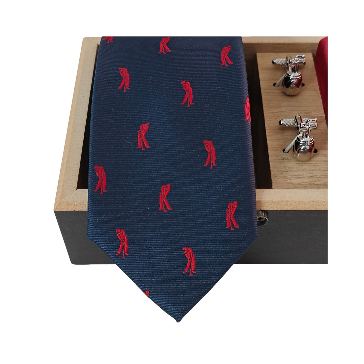 Navy & Red Golf Theme Woven Microfibre Combo Set