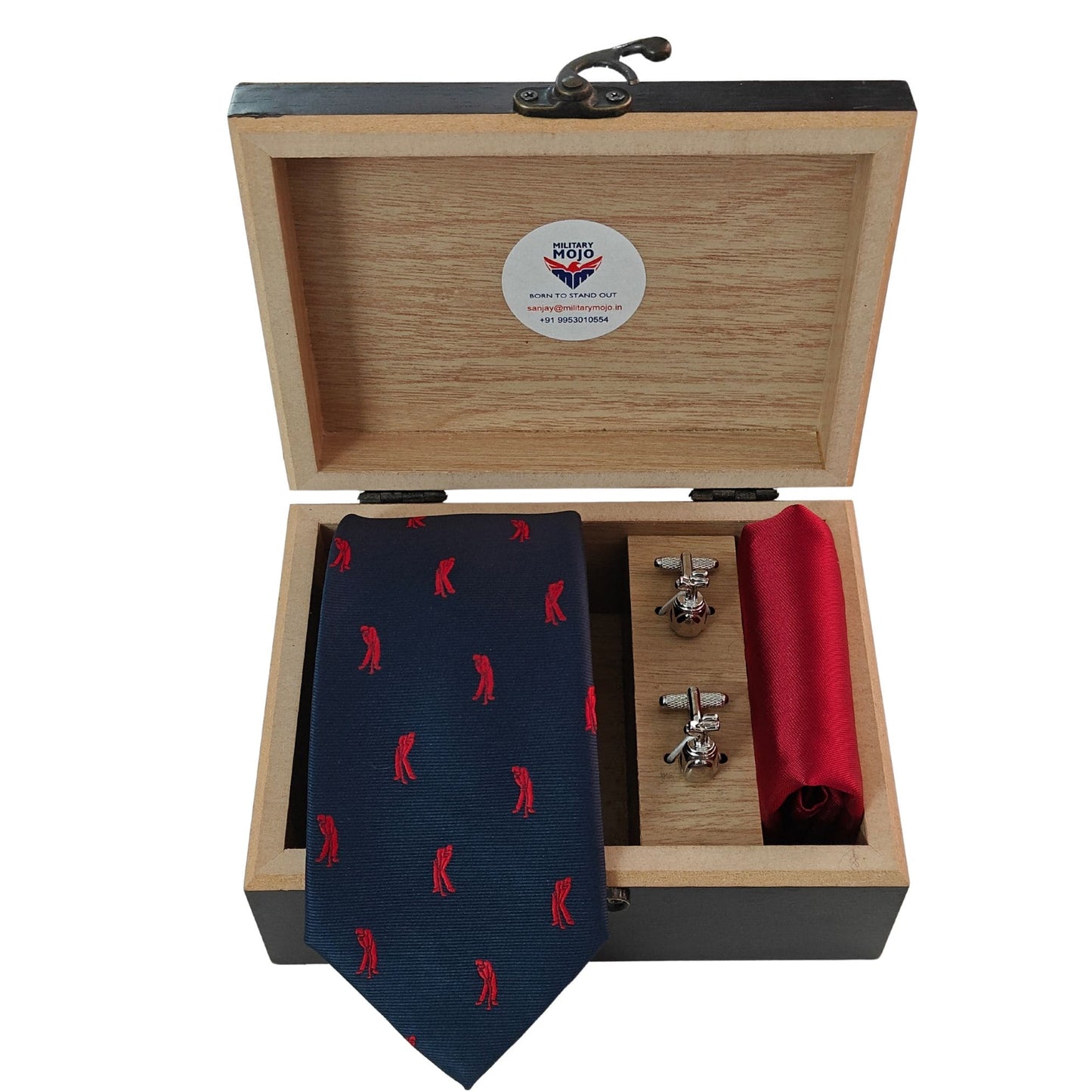 Navy & Red Golf Theme Woven Microfibre Combo Set