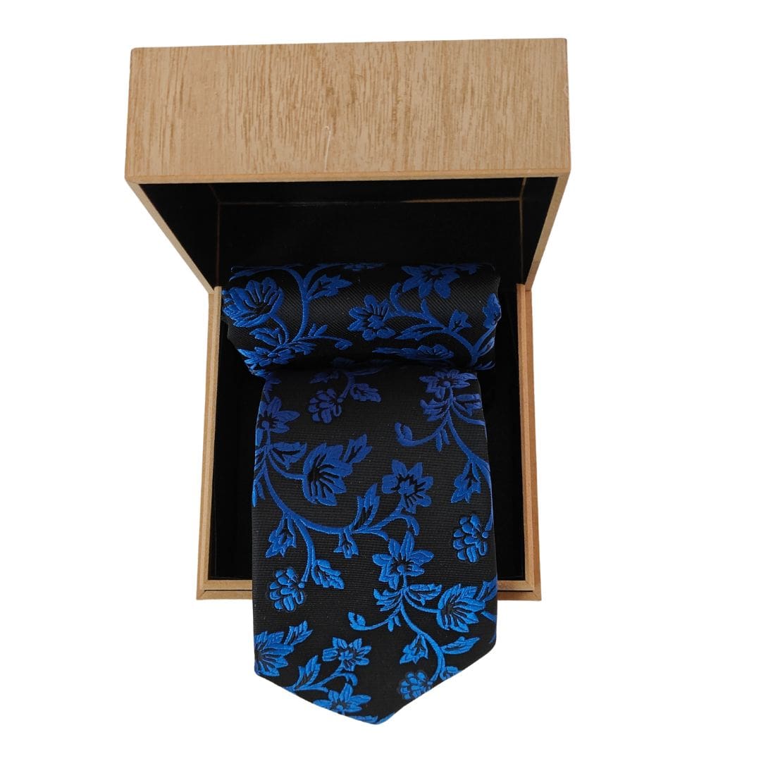 Blue Vine Microfibre Tie & Pocket Square Set