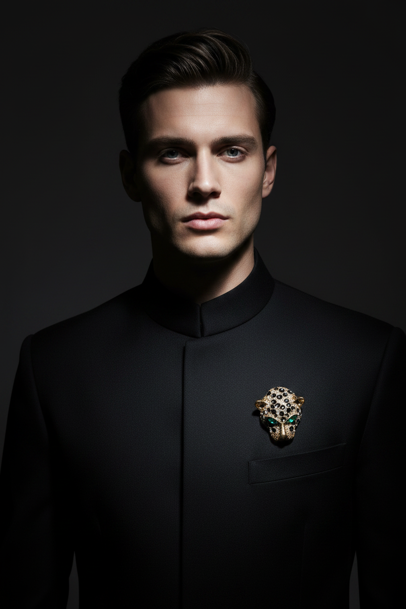 Emerald Panther Unisex Brooch & Lapel Pin