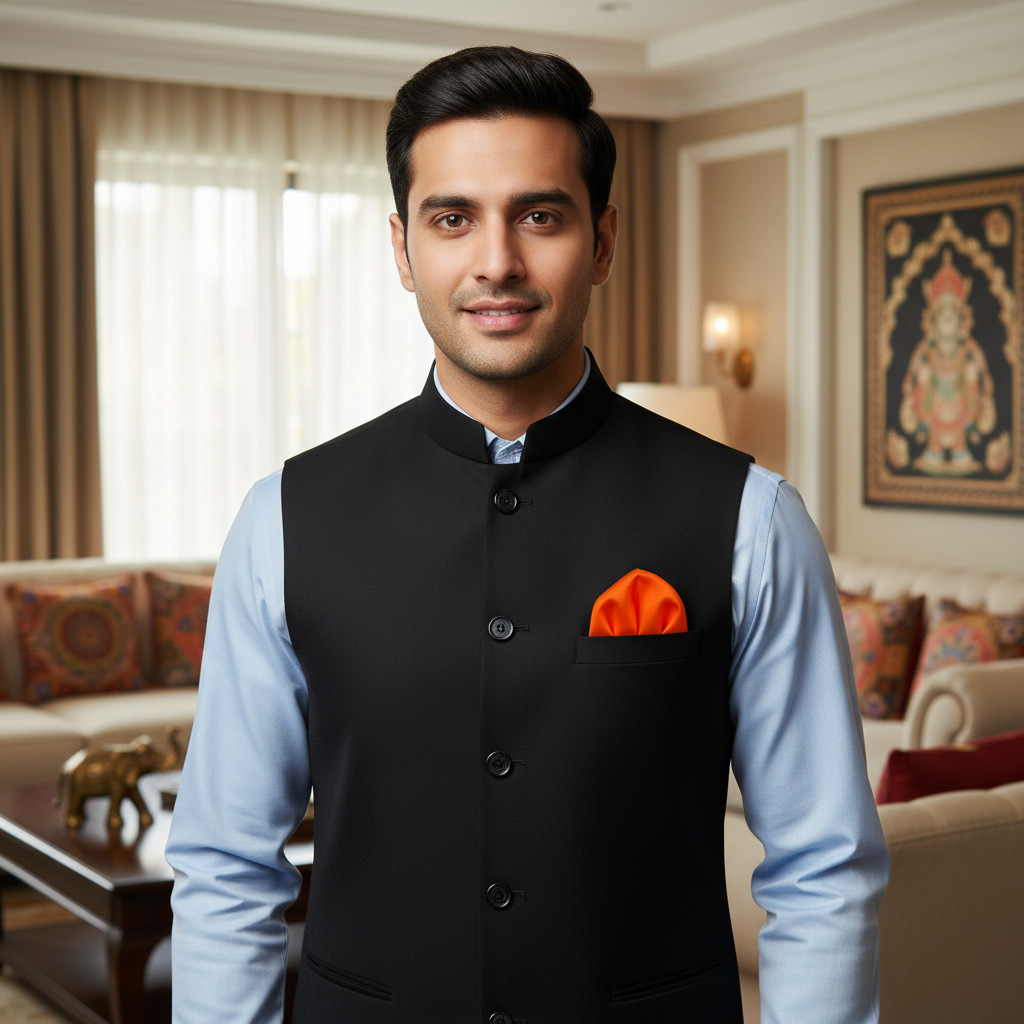 Orange Flame Pocket Square