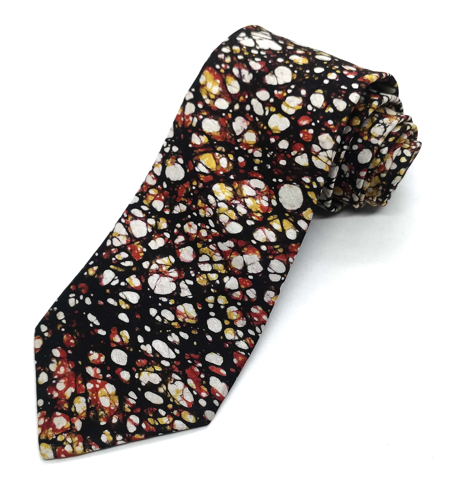 Dark Pebble Brown Batik Printed Silk Tie
