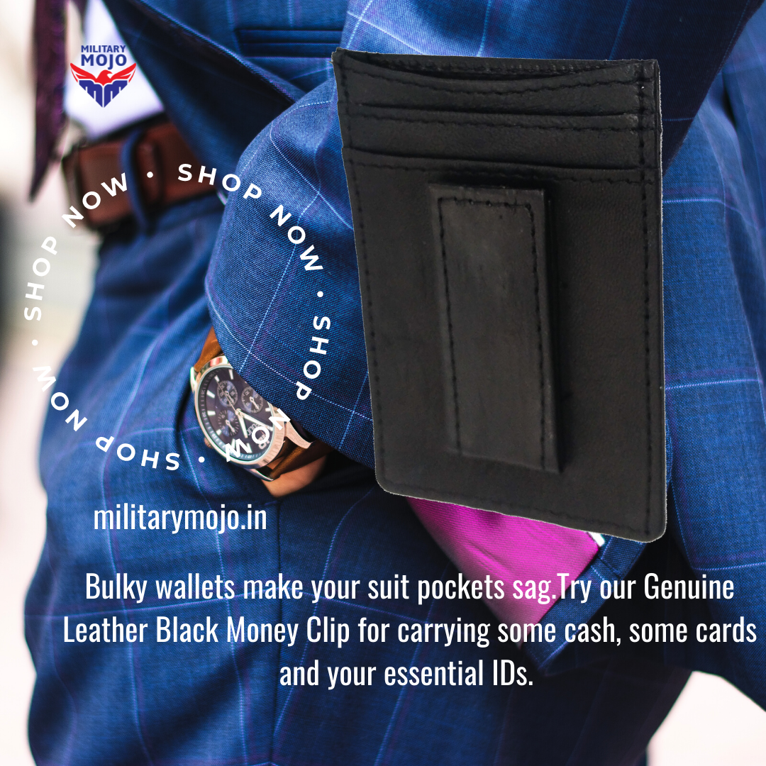 Genuine Leather Black Money Clip