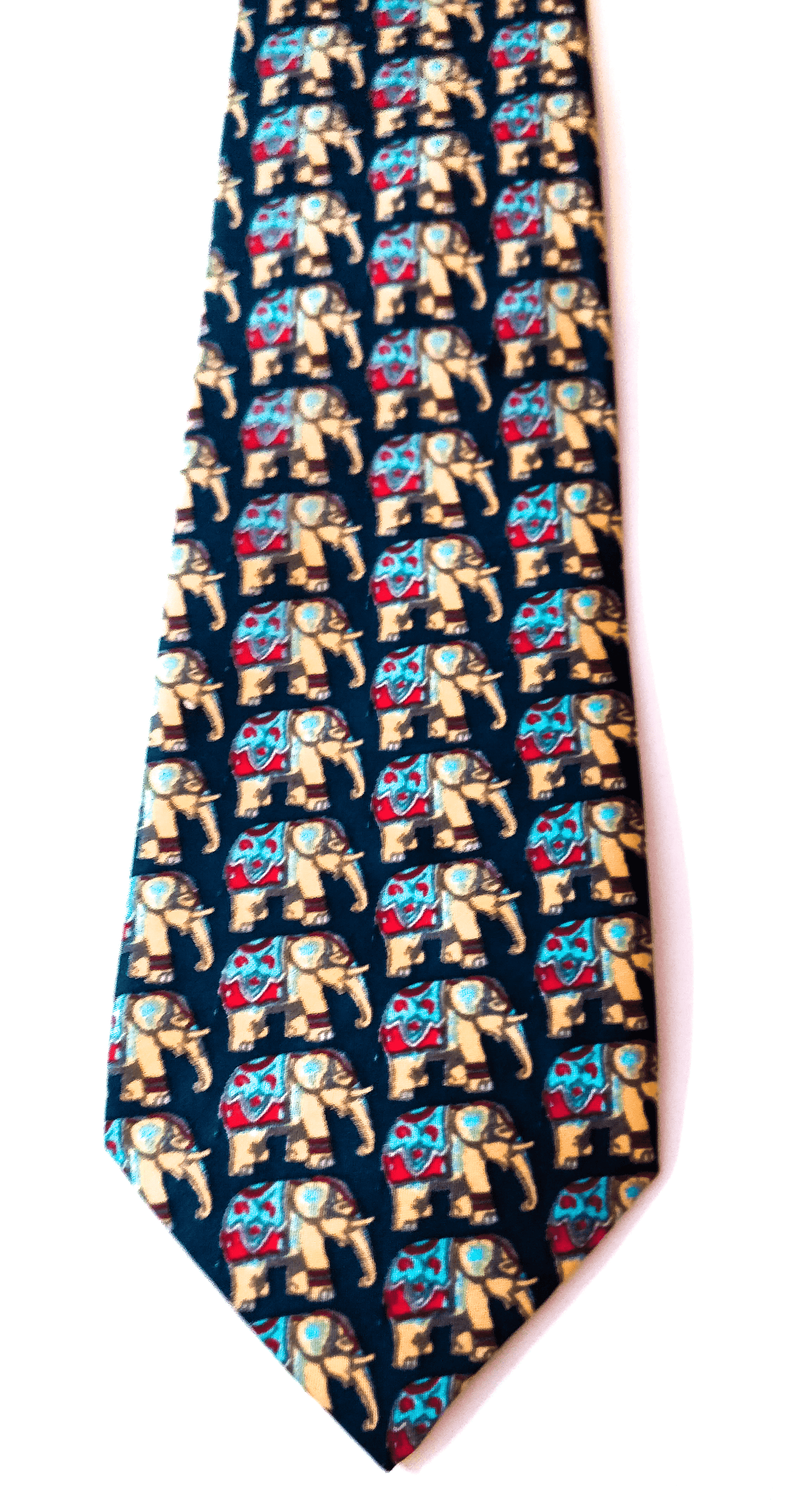 Mughal Elephant Series Turquoise Multi Silk Tie