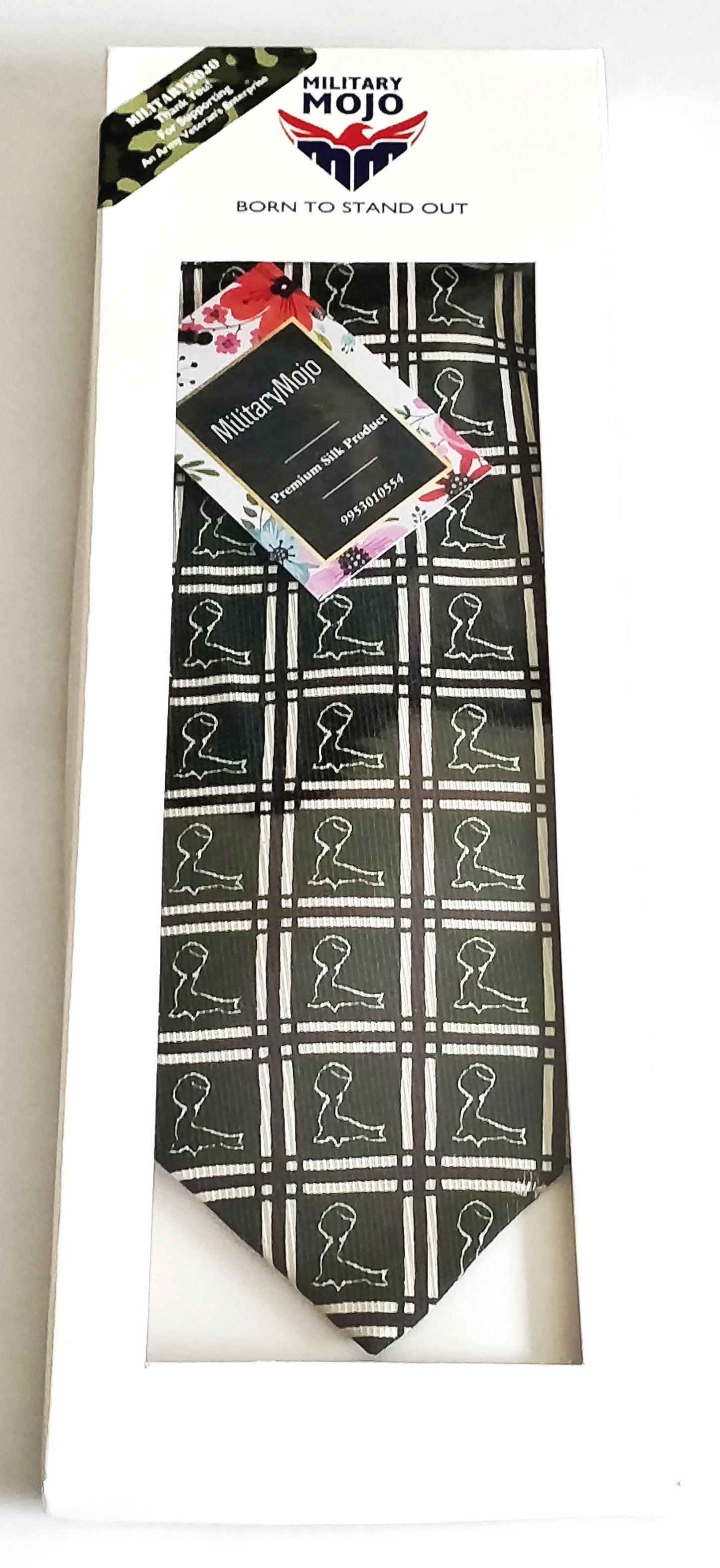 Black Check Playful Seal Silk Tie