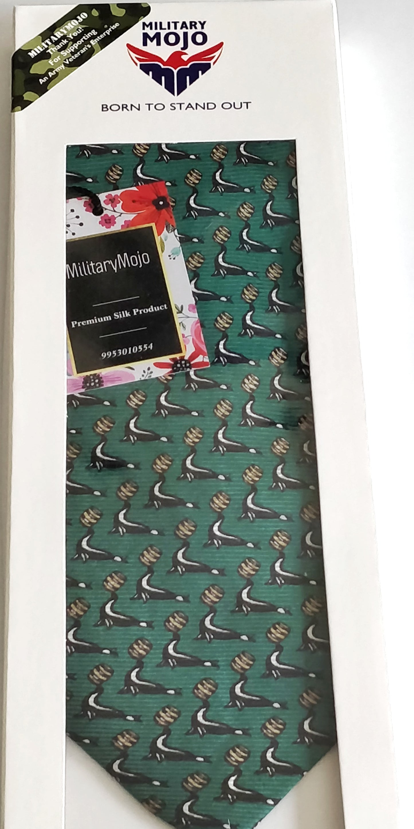 Dark Green Playful Seal Silk Tie