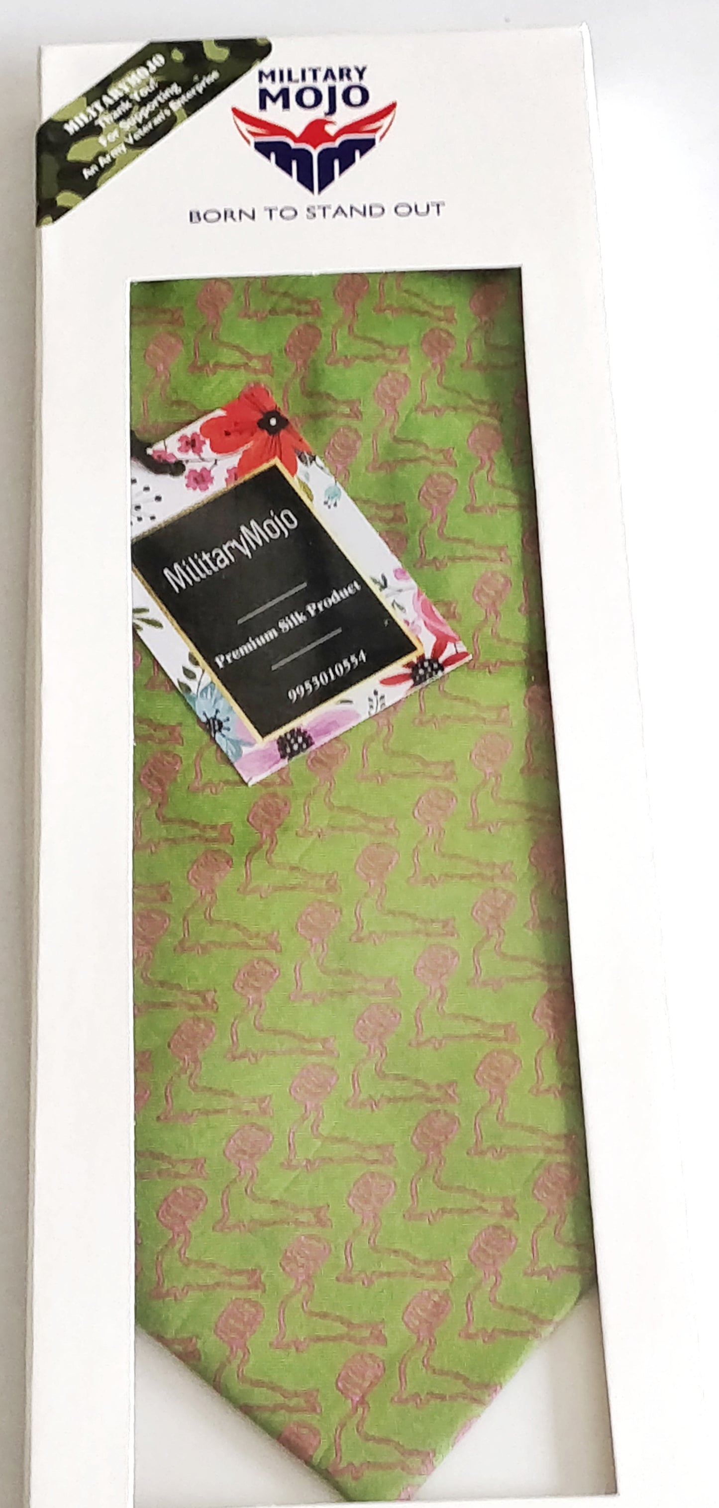 Parrot Green Playful Seal Silk Tie