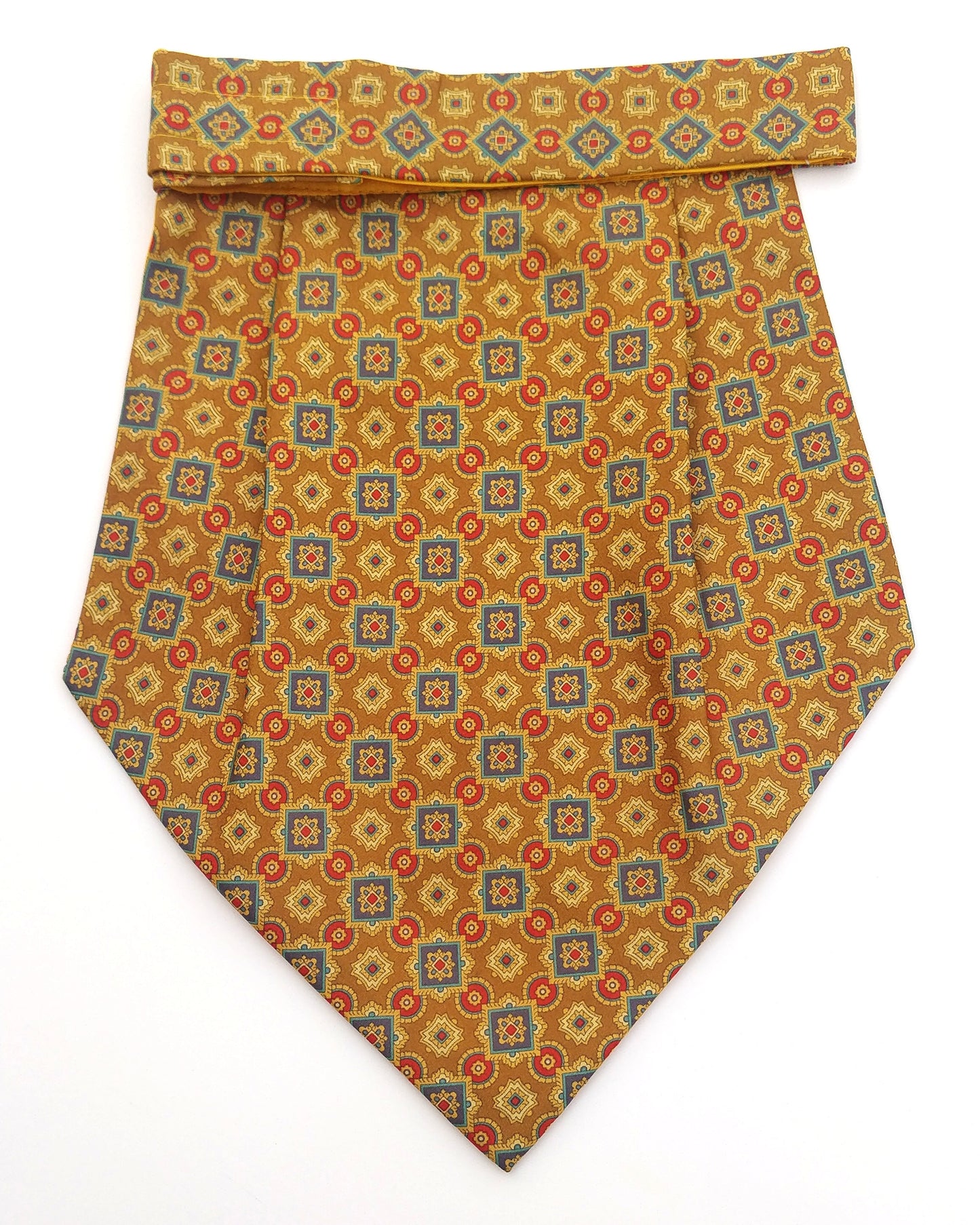 Shershah Silk Cravat Mustard Geometric