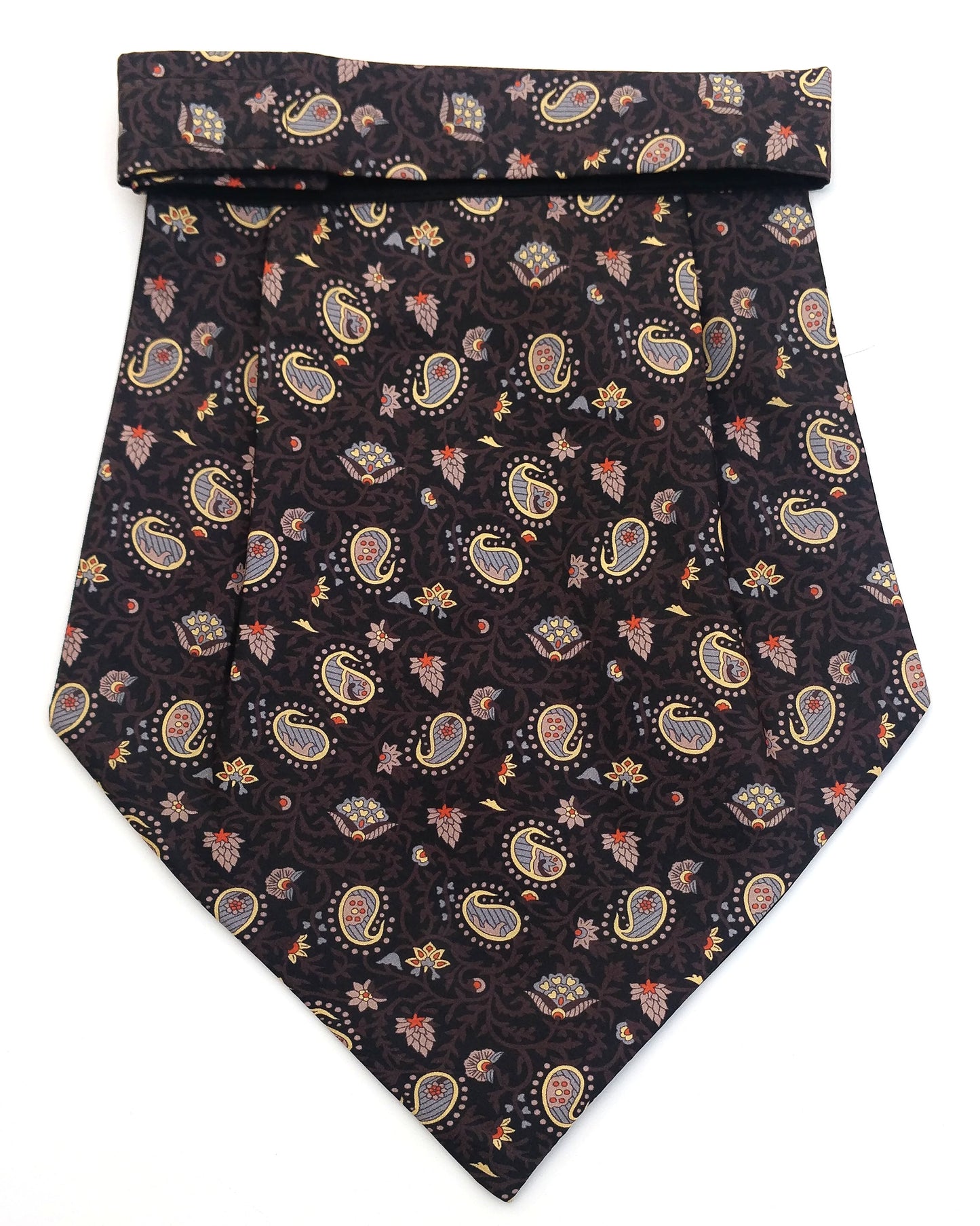 Silk Cravat Dark Brown Paisley