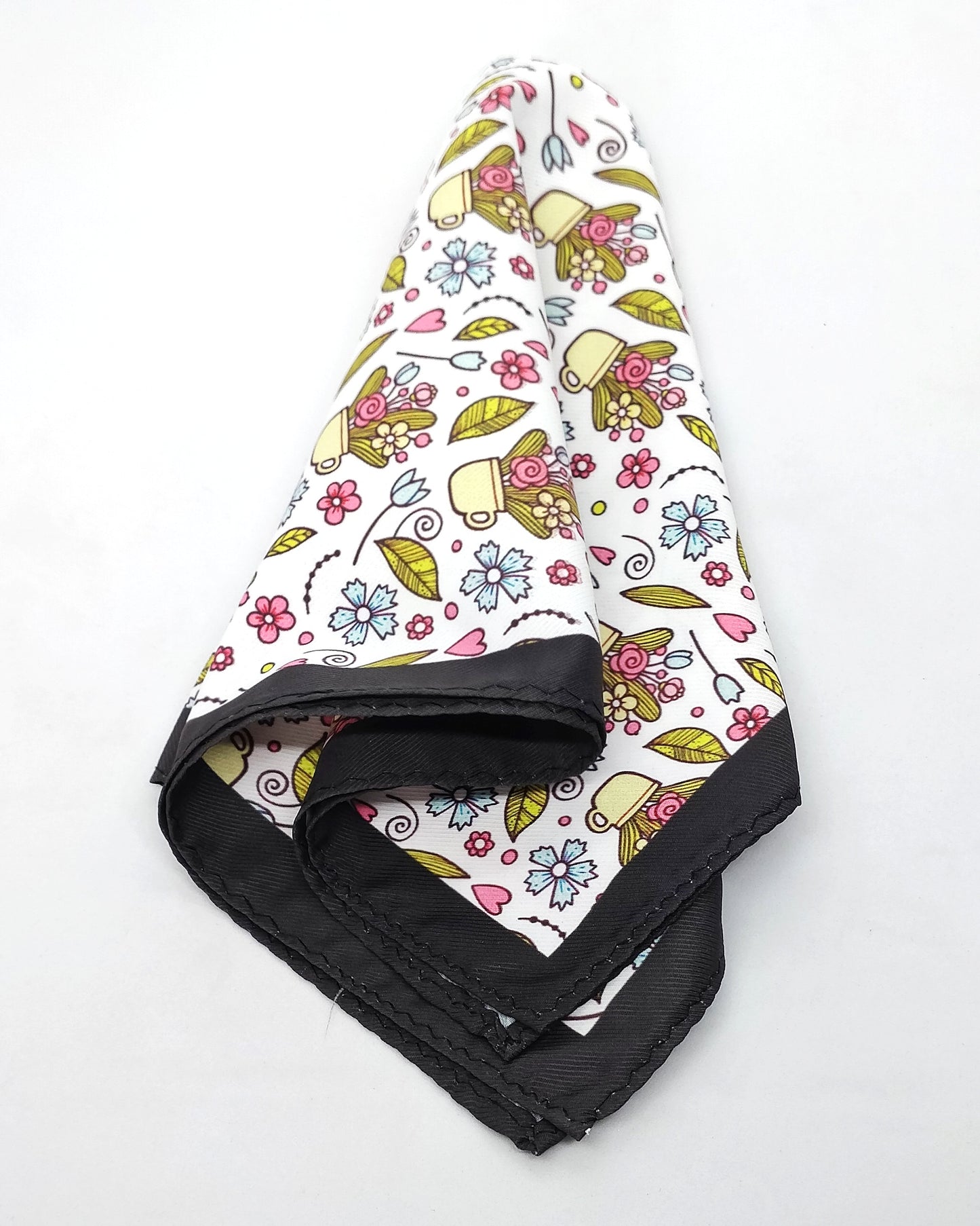 White Floral Pocket Square