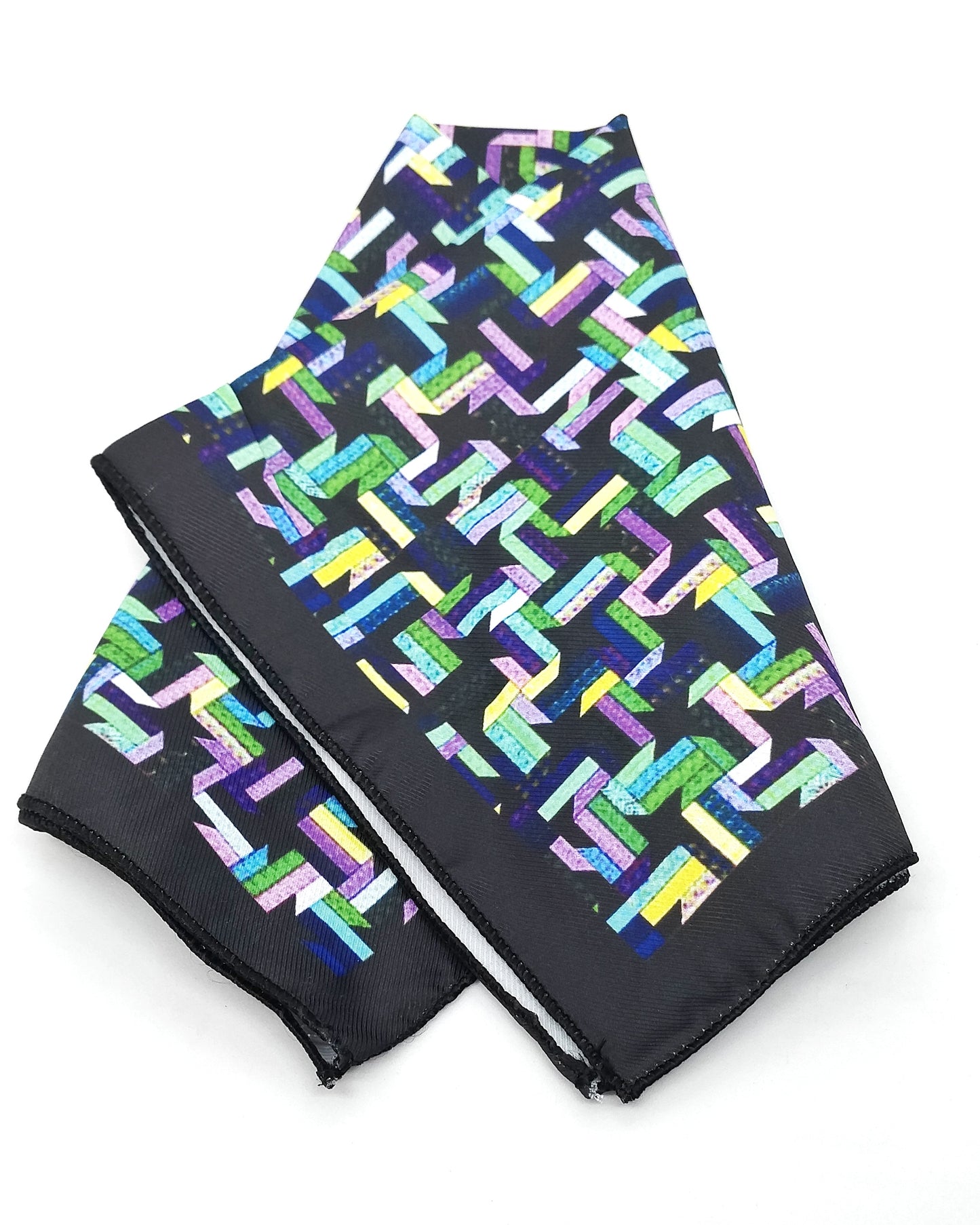 Green Multi Geometric Pocket Square