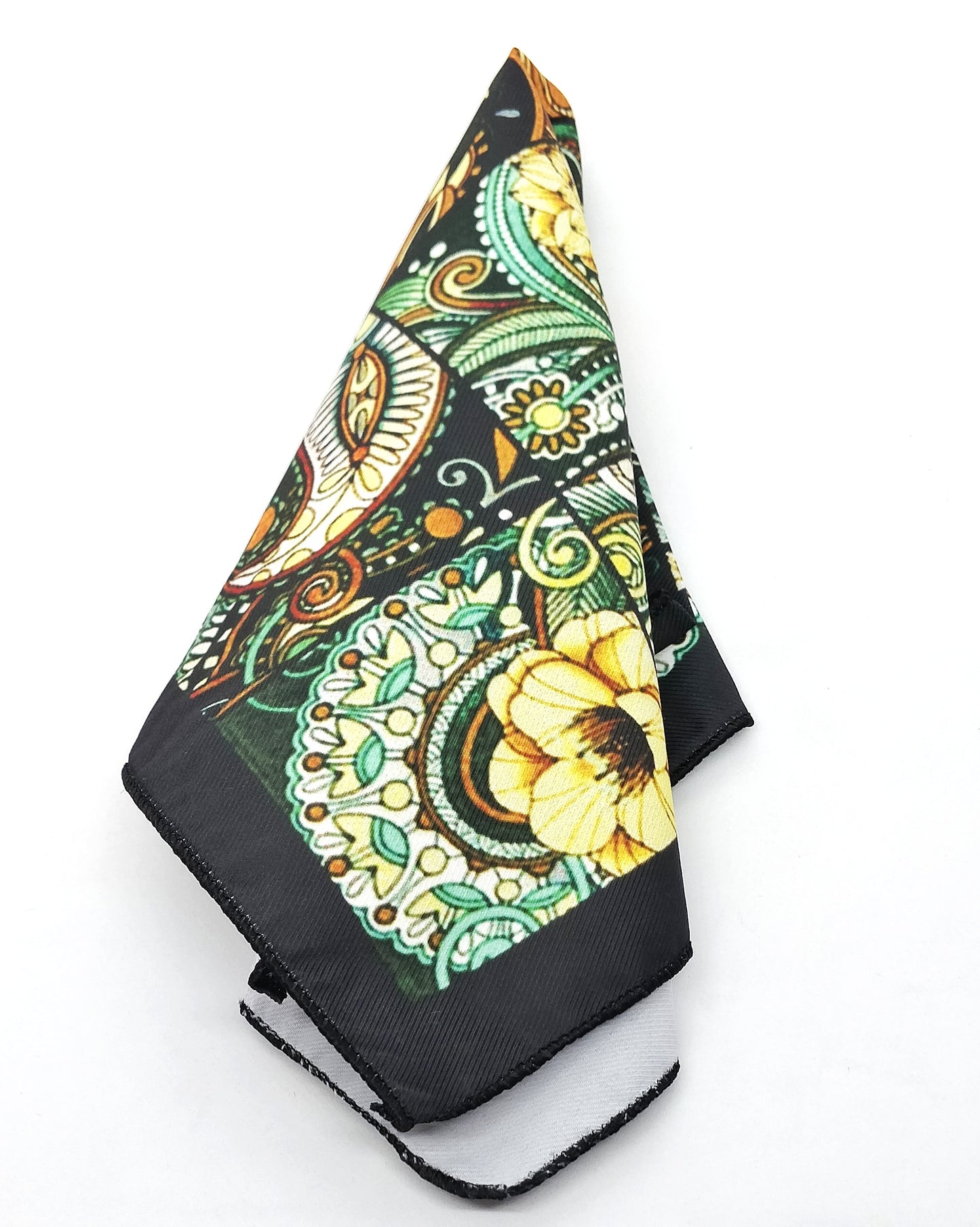 Black Floral Pocket Square