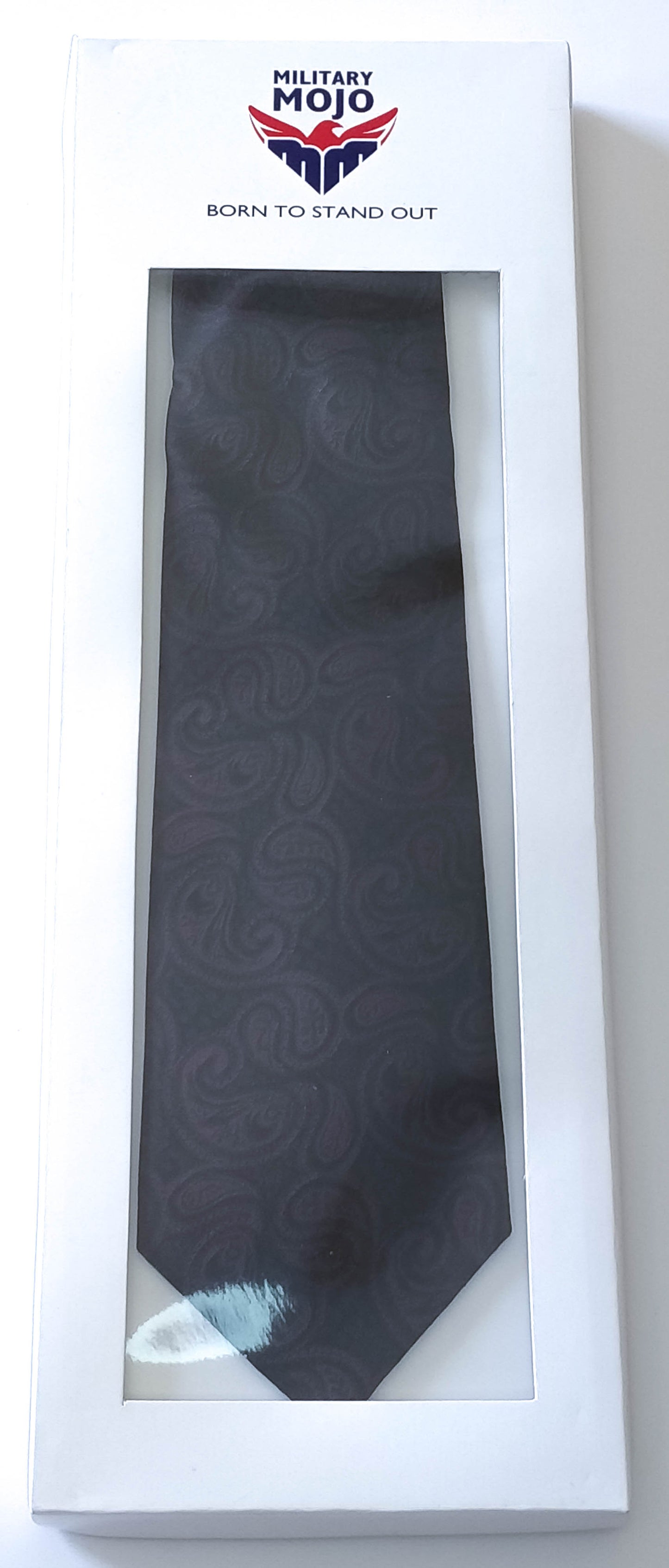 Black Self Design Paisley Microfibre Tie