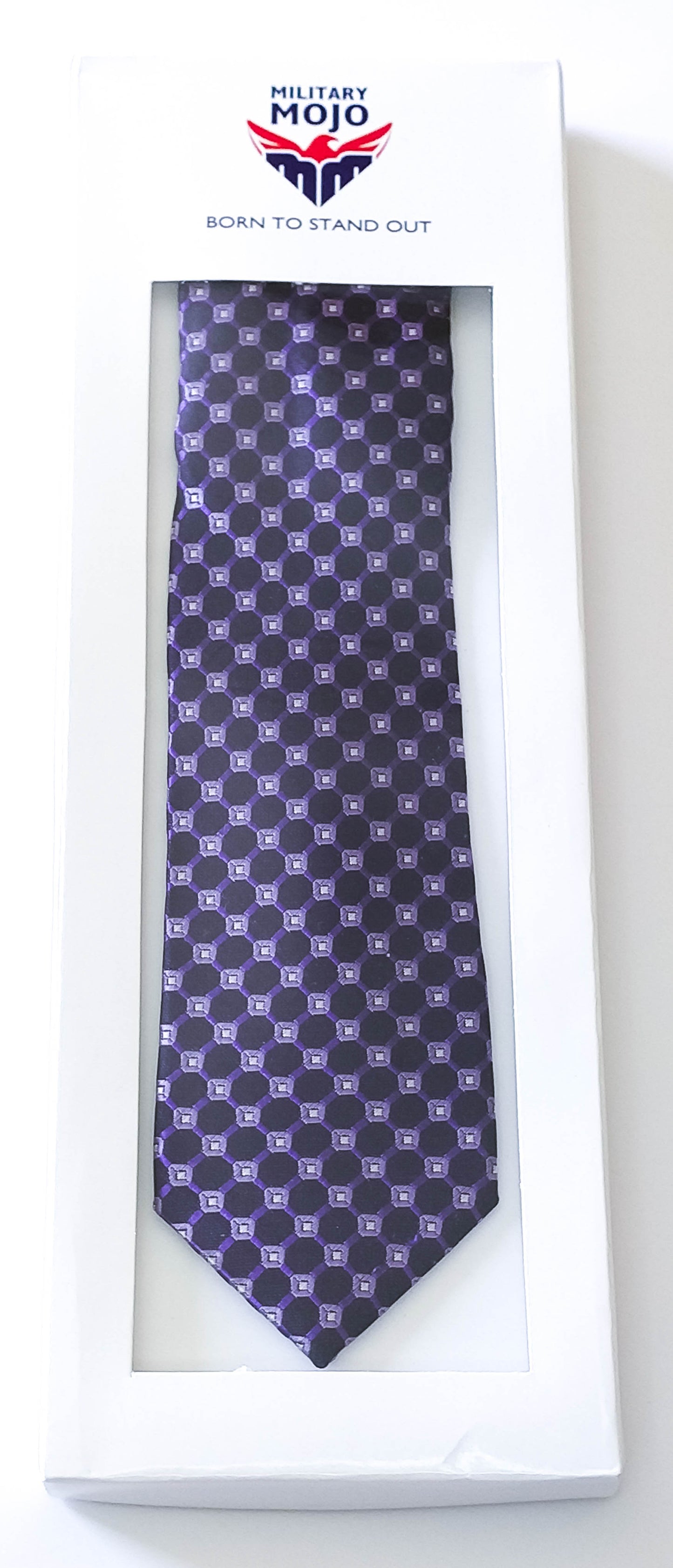 Geometric Blue Microfibre Tie
