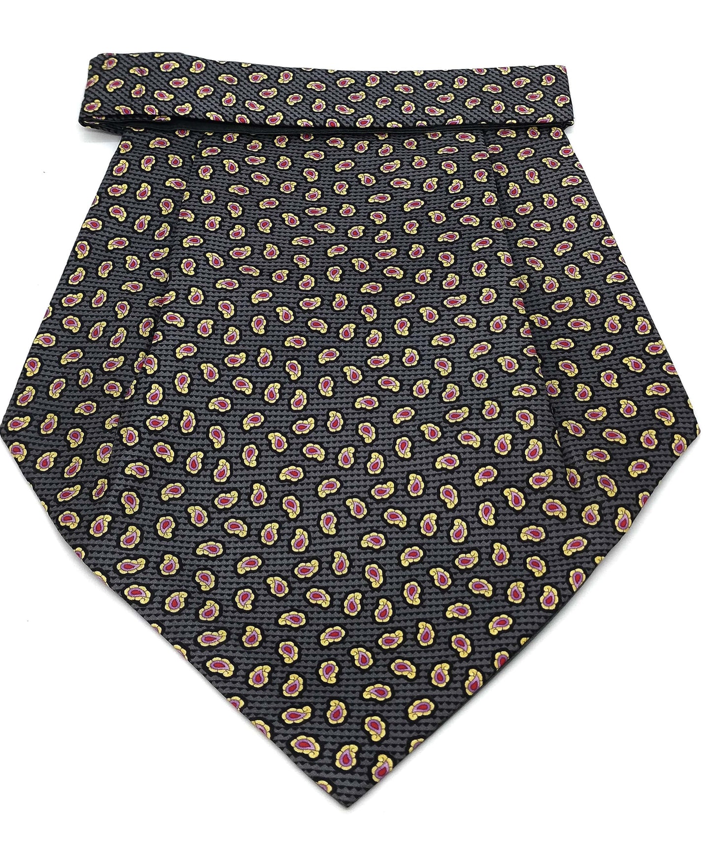 Silk Cravat Grey Leaves