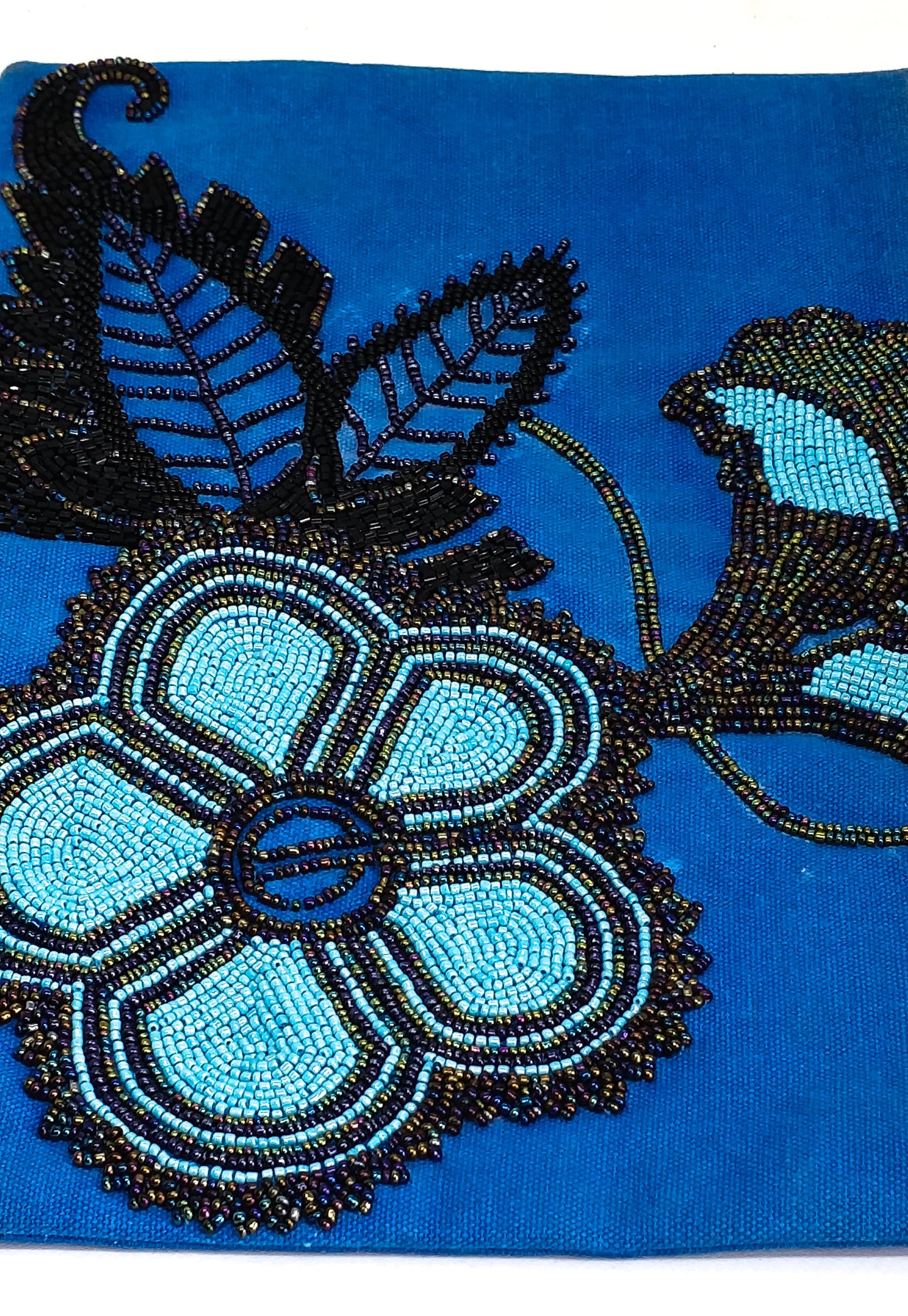 Multi Purpose Blue Canvas Embroidered Bead Pouch Cover