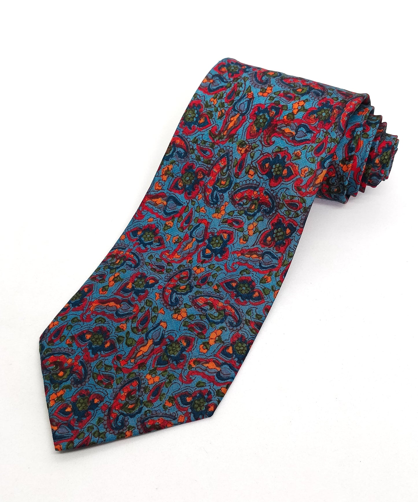 Persian Grey Hand Block Printed Silk Tie