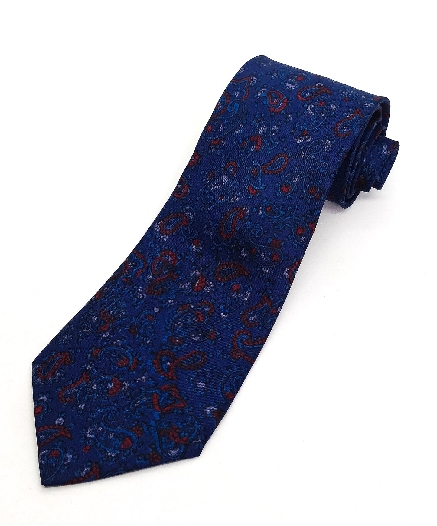Subtle Blue Hand Block Printed Silk Tie