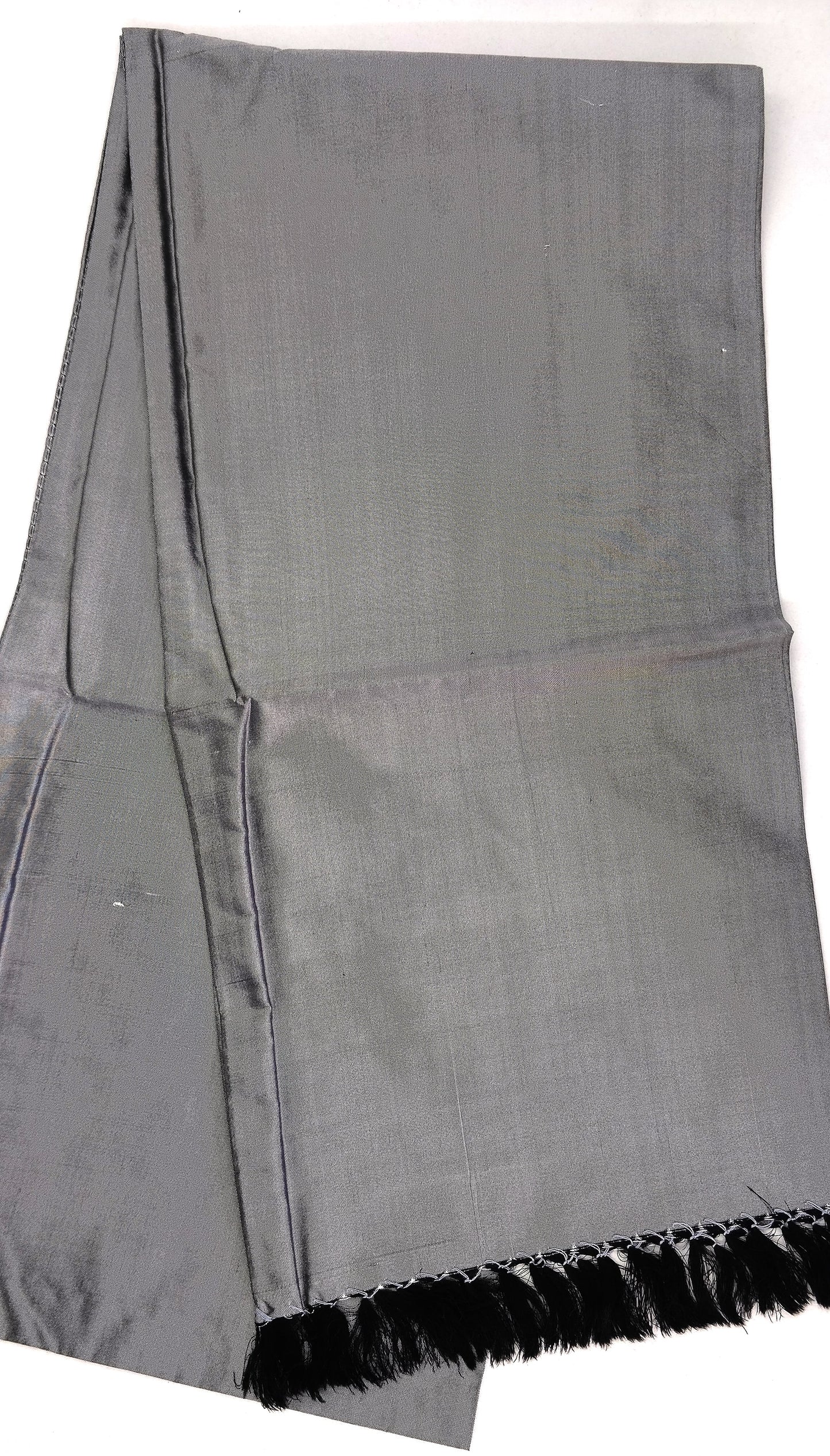 Silver Grey Solid Colour Silk Scarf