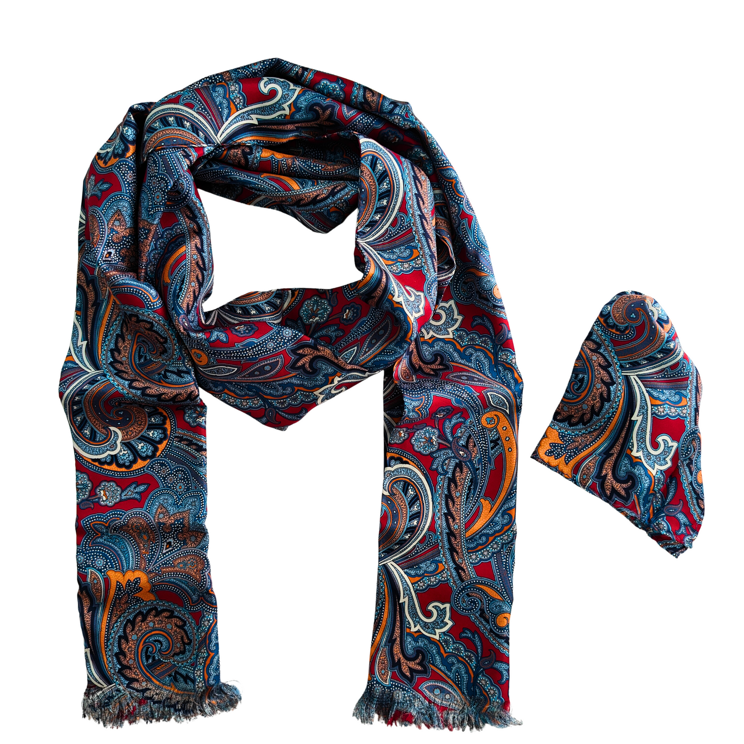 Diwan Silk Scarf & Pocket Square Combination Set