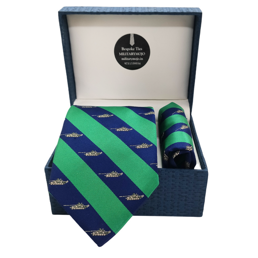 Cavalry Striped T-90 Tank Theme Tie & Pocket Square Set