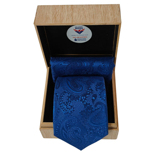 Subtle Blue Self Microfibre Tie & Pocket Square Set