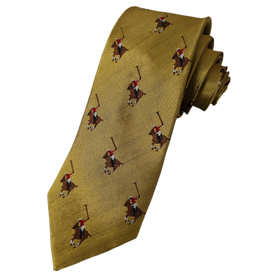 Woven Silk Premium Polo Player Motif Tie