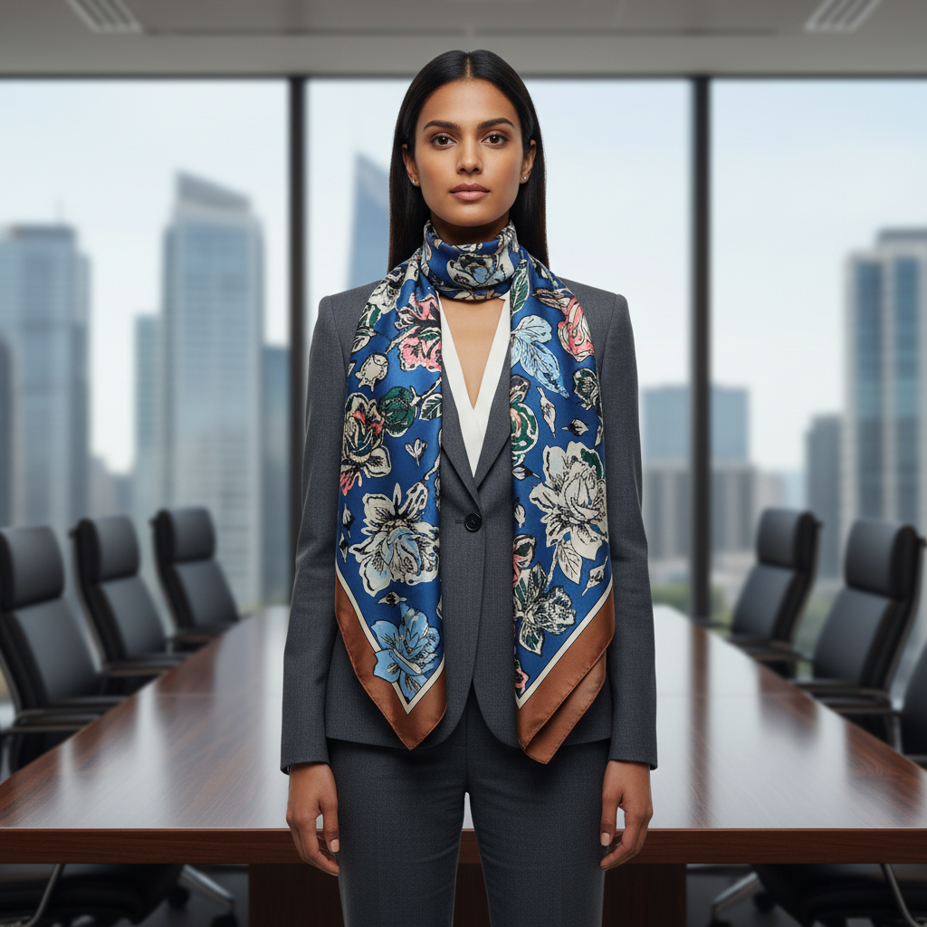Floral patterned fabric on a brown background