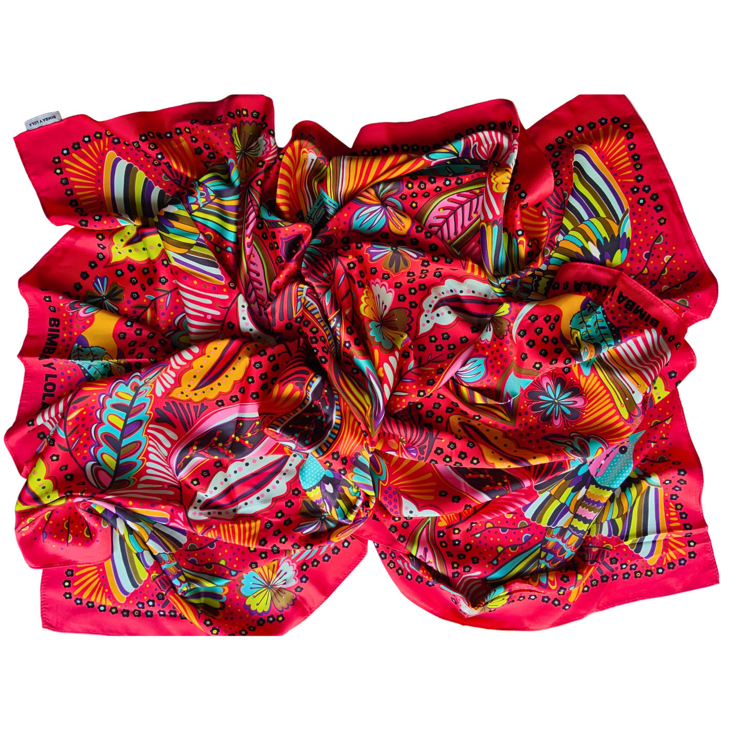 Colorful scarf with floral pattern on a white background
