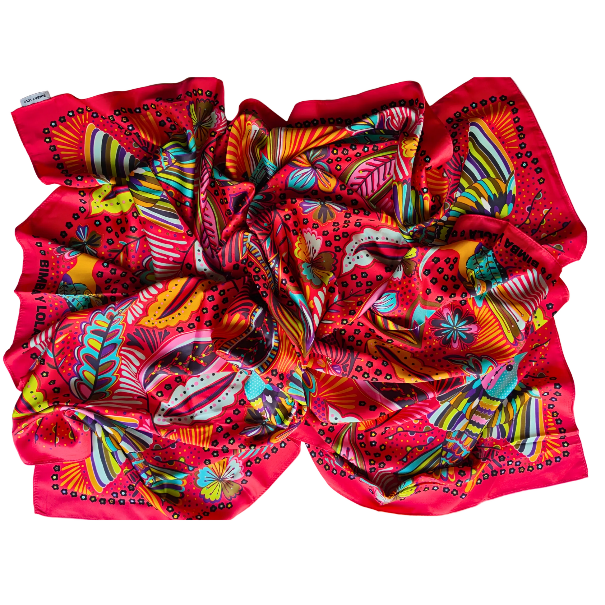Colorful scarf with floral pattern on a white background