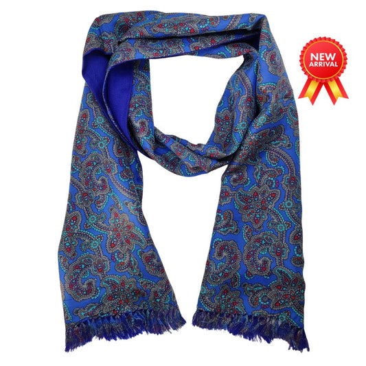 Persian Blue Silk & Wool Scarf