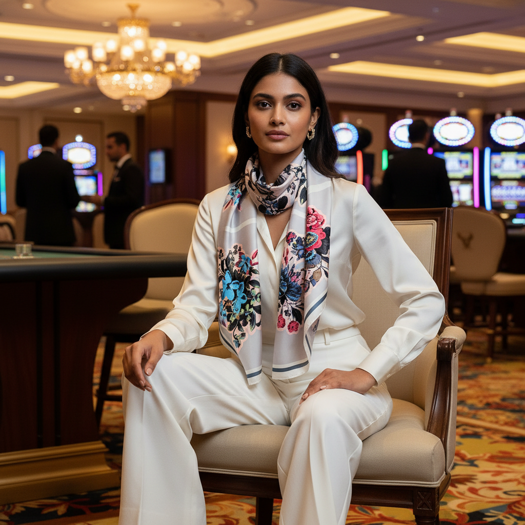 Floral patterned scarf on a white background