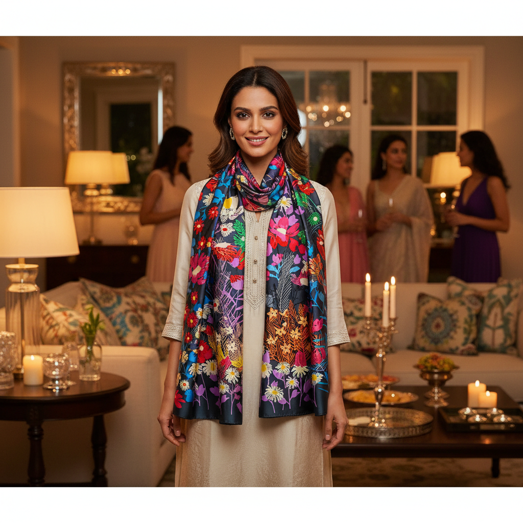 Colorful floral patterned fabric with 'Bimba y Lola' branding on a white background