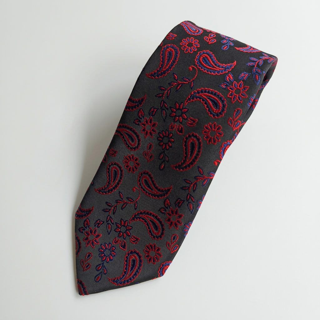 Black Base Paisley Microfibre Tie