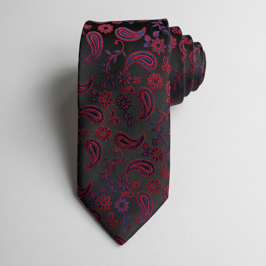 Black Base Paisley Microfibre Tie