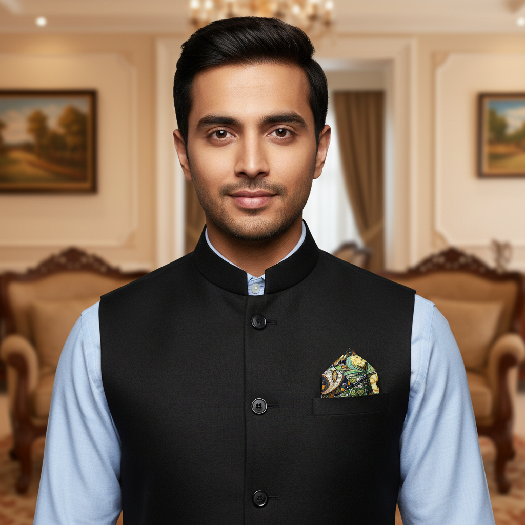 Black Floral Pocket Square