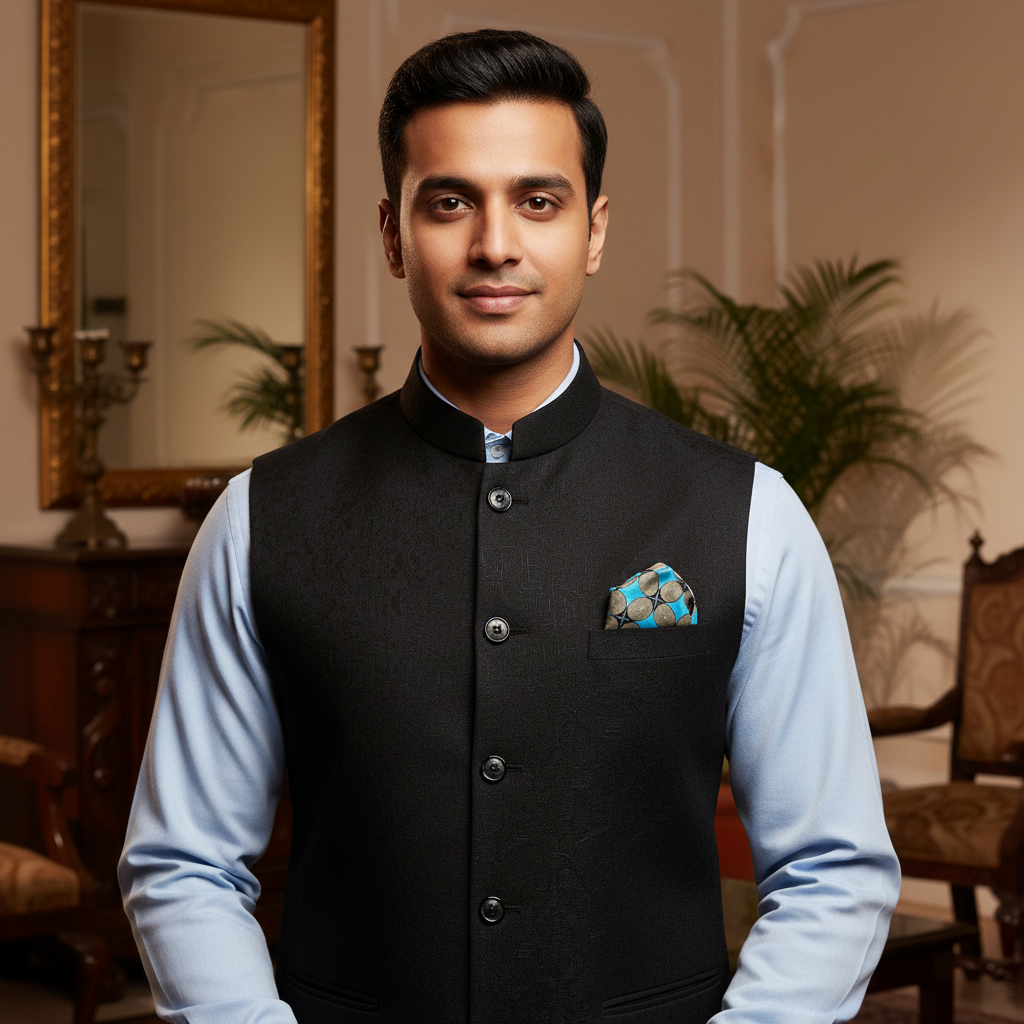 Blue Pebbles Pocket Square