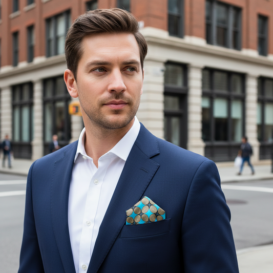 Blue Pebbles Pocket Square