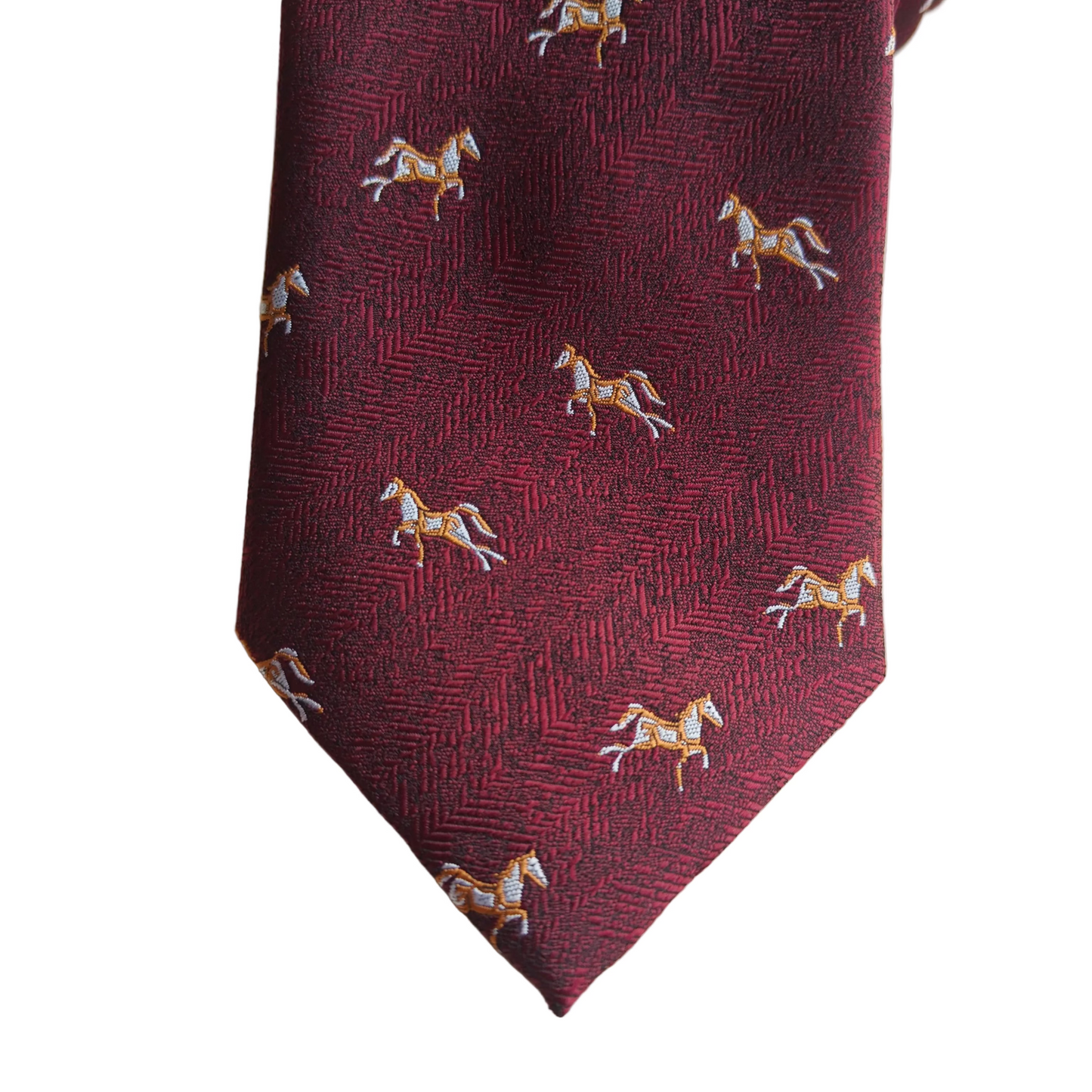 Burgundy Horse Motif Woven Microfibre Tie