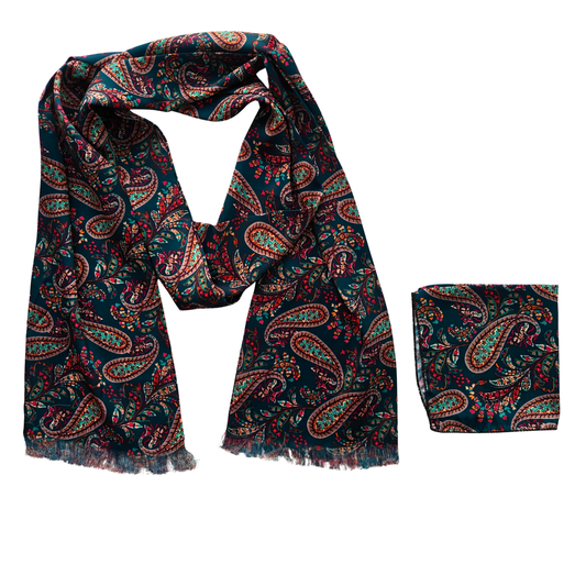 Cavalry Paisley Scarf & Pocket Square Matching Set