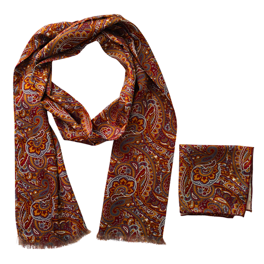 Classic Paisley Scarf & Pocket Square Matching Set