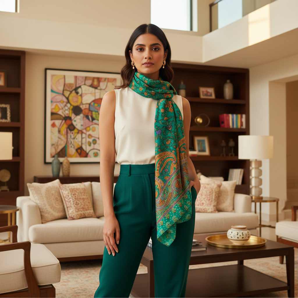 Elysian Drift Silk Square Scarf