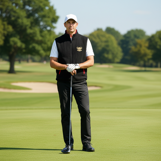 Golfer on a golf course holding a club